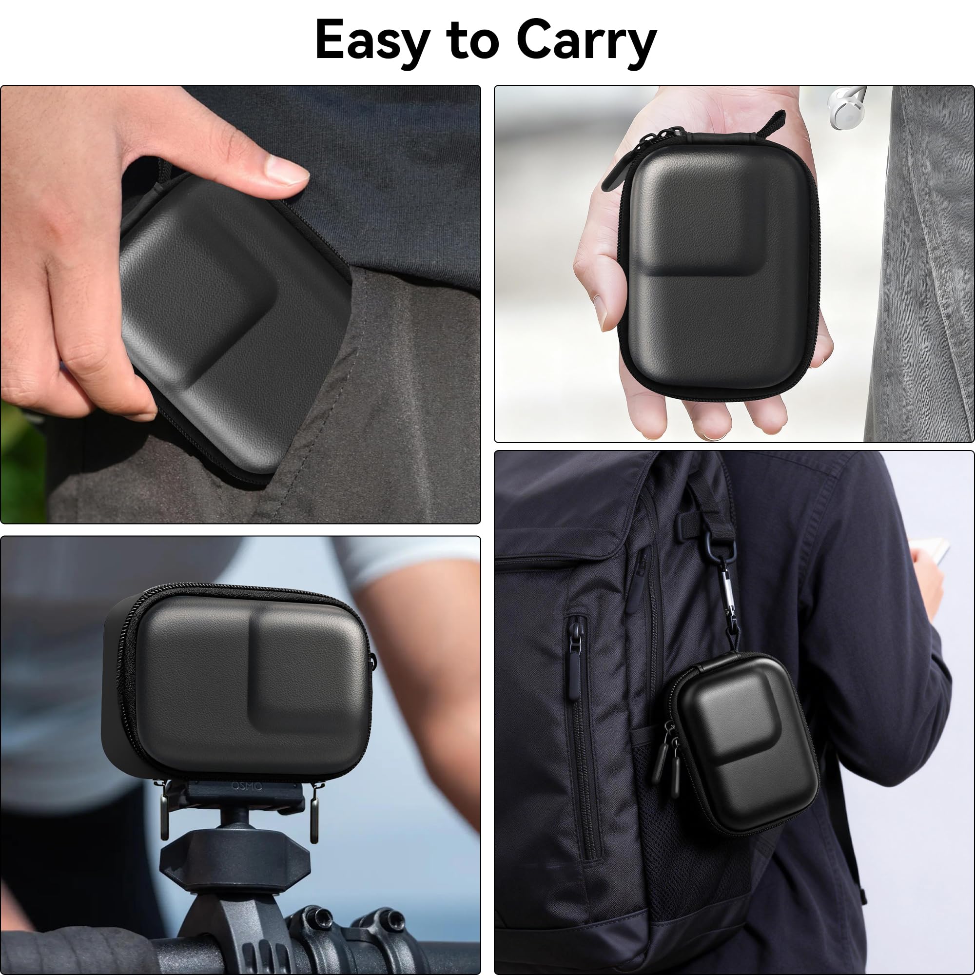 Osmo Action 6 Etui Transportowe - Przenośna Torba Podróżna z Twardą Powłoką PU do DJI Osmo Action 6 Przechowywania Akcesoriów Kamery Pokrowiec Ochronny z Karabińczykiem