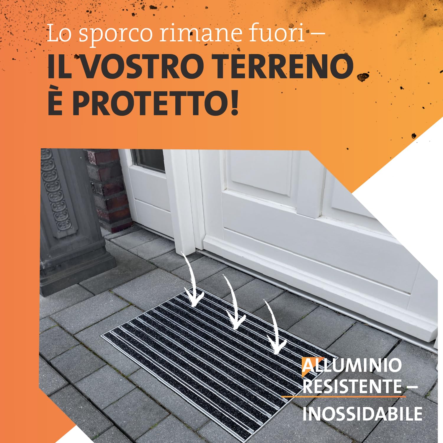 Tappeto tecnico d'ingresso in alluminio per interni ed esterni I Zerbino con telaio antisporco incorporato (antracite, 100 x 50 cm)