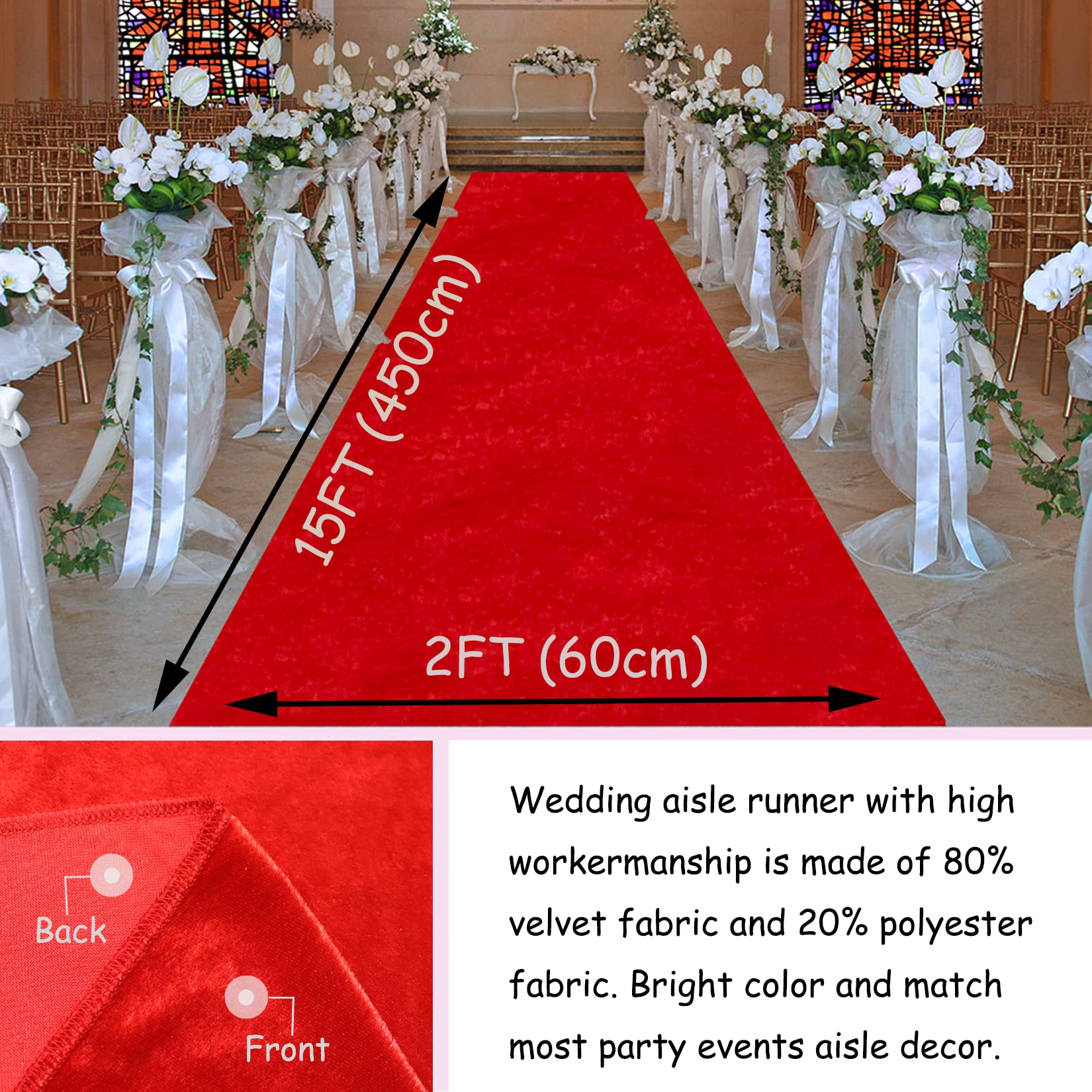 Buy Aisle Runner for Wedding Red Aisle Runner 2FTx15FT Velvet Aisle