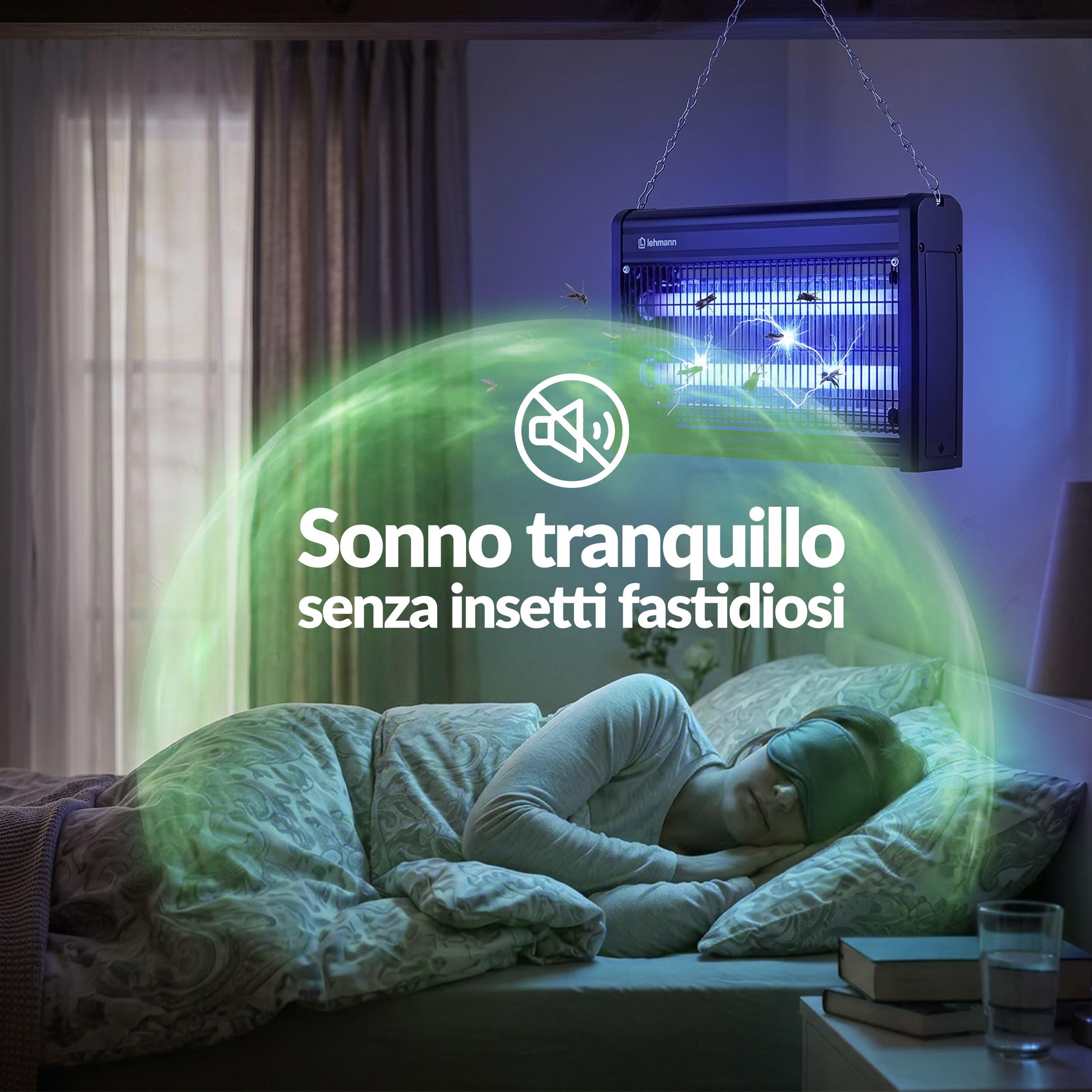 LEHMANN Lampada Antizanzare Elettrico 40W, Zanzariera Elettrica contro Insetti, Zanzare e Mosche senza Prodotti Chimici, Controllo Remoto con Telecomando, Silenziosa, Lampada Zanzare fino 400 m²