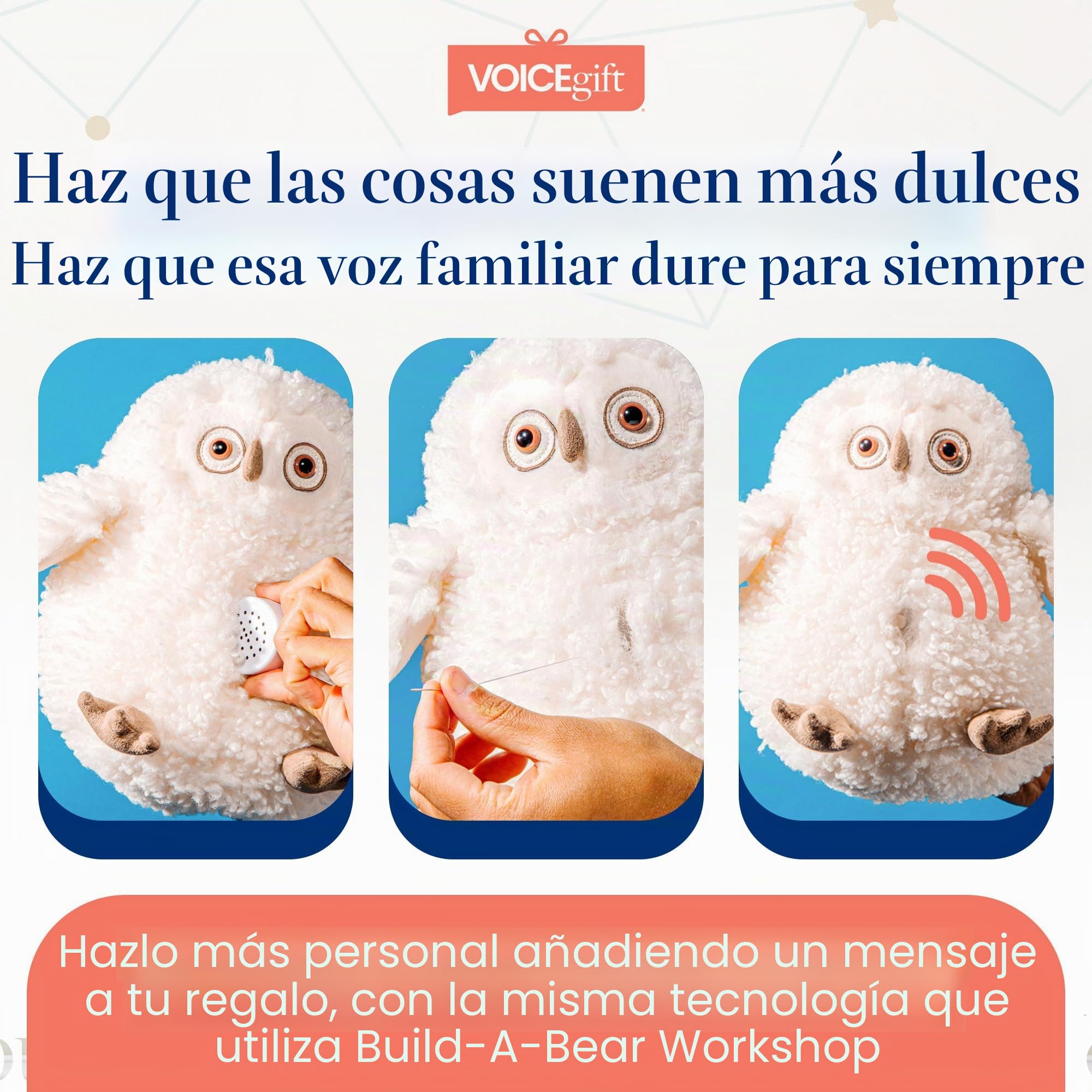 VoiceGift Grabadora de Voz multimensaje de 60 Segundos, graba Mensajes Personalizados para Peluche, Osito de Peluche, muñeca y Almohada, Paquete de 2 (edición estándar)