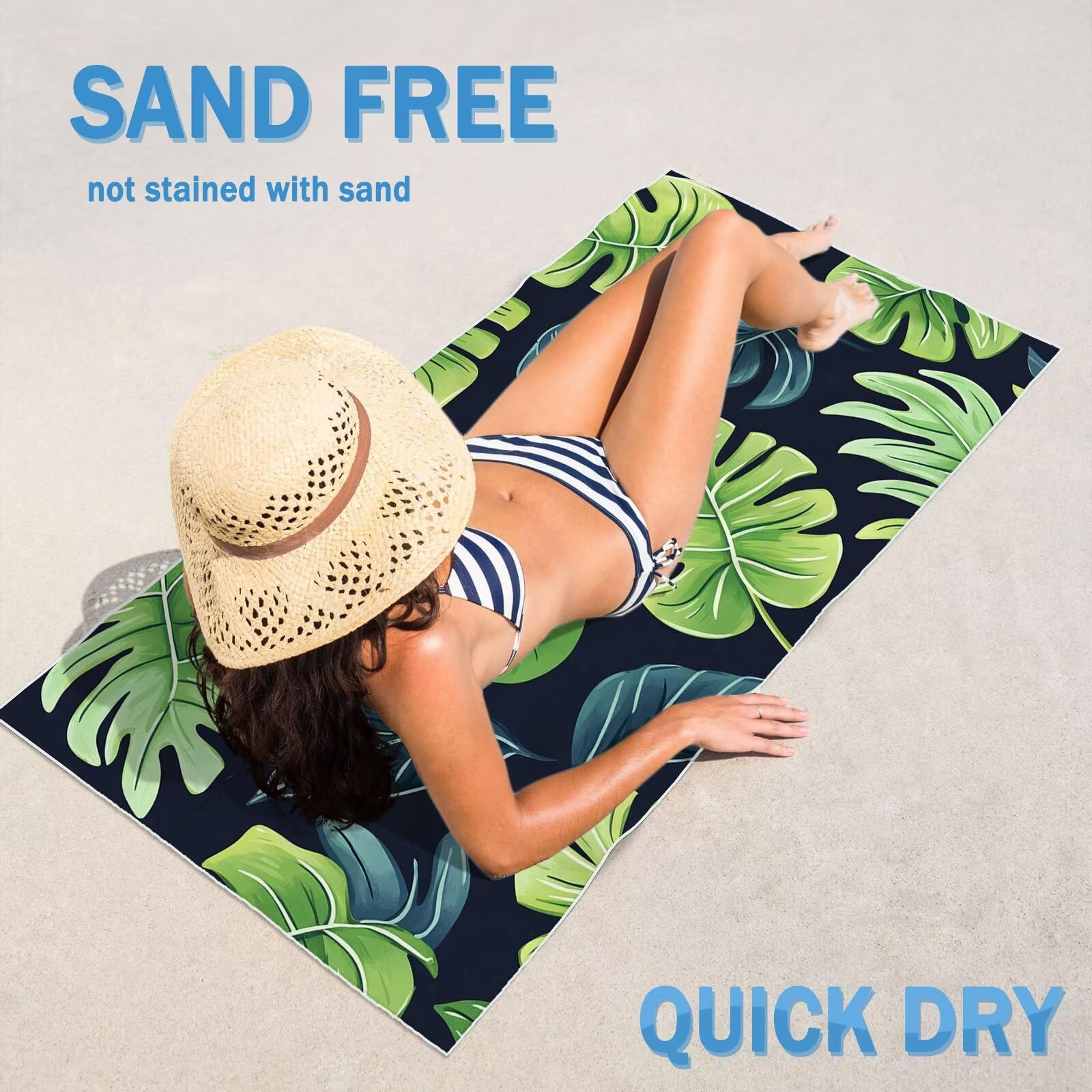 YJ-468 2 szt., bardzo duży, 100 x 220 cm, prosty, szybkoschnący ręcznik z mikrofibry, bez piasku i plażowy, lekki podróżny, kompaktowy ręcznik kempingowy z torbą do przechowywania, chłonny, dla kobiet