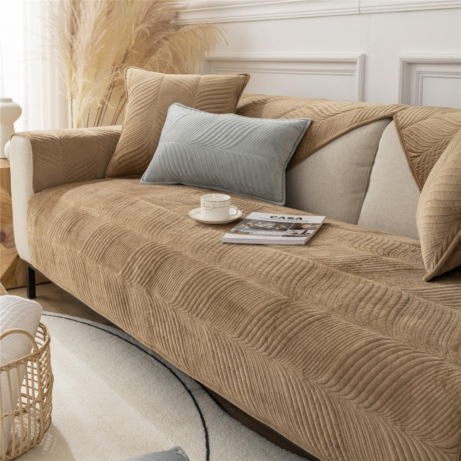 GYHH Plush Sofa Couch Cover Soft Velvet Sectional Sofa Cushion Non-Slip Corner Sofa Slipcovers for Love Seat Recliner Leather L Shaped, Armrest Backrest Cover