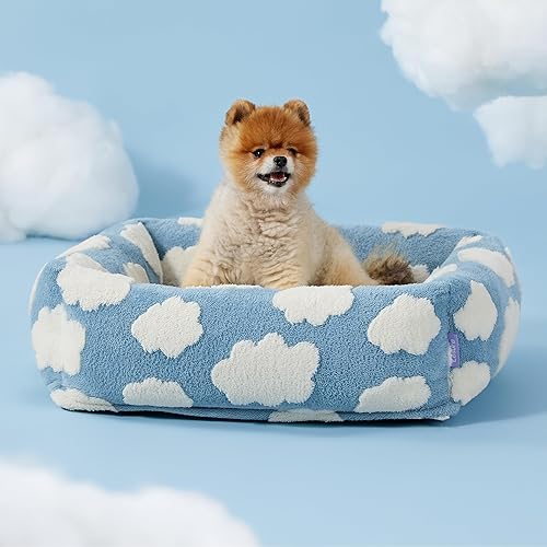 Miniatura 6 de LE SURE Bonita cama para perros pequeños, camas lavables para cachorros, acogedor sofá ortopédico rectangular para mascotas con felpa jacquard