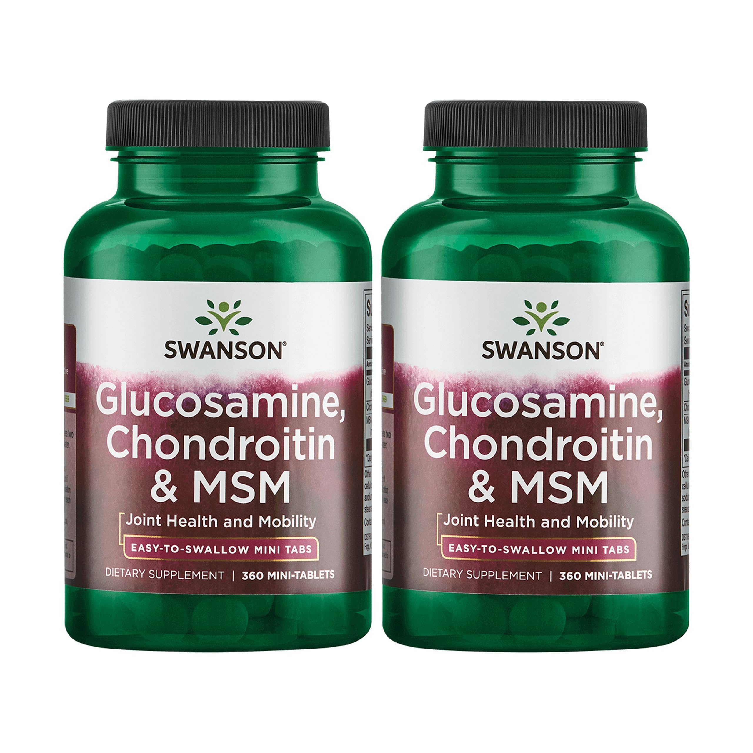 Swanson Glucosamine, Chondroitin & MSM, 360 Mini-Tablets, 2 Pack 360 Count (Pack of 2)
