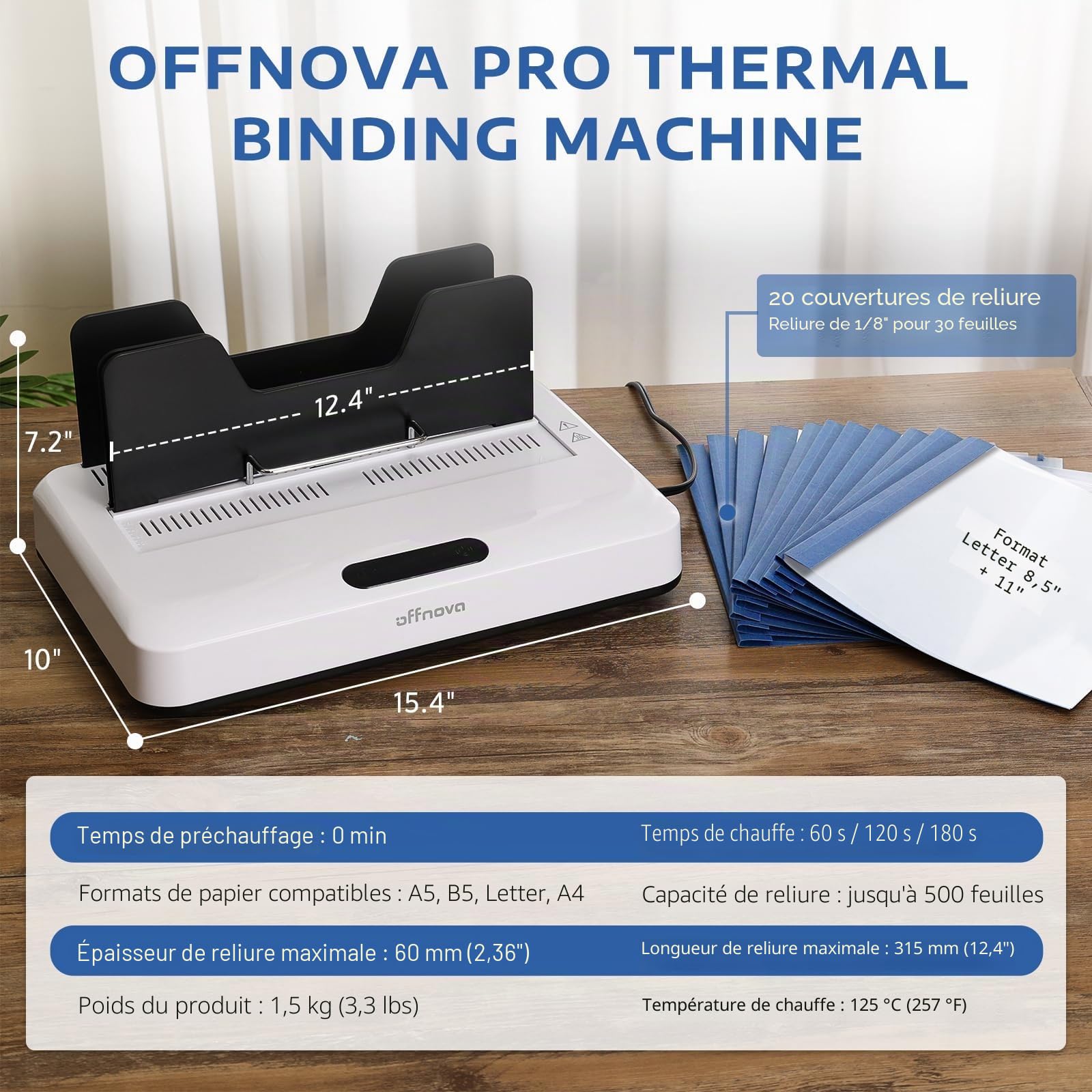 Machine à reliure thermique OFFNOVA 500 feuilles A3/A4/A5 compatible bureau école