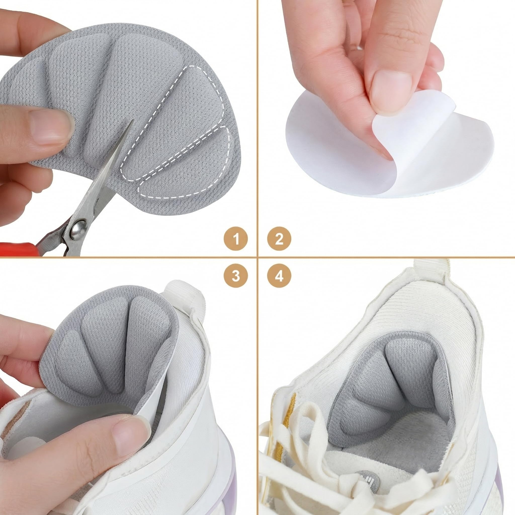 3 PAIA cuscinetti salva tallone per scarpe, proteggi tallone autoadesivo, solette antiscivolo, inserti morbidi per prevenire sfregamenti & vesciche (grigio)