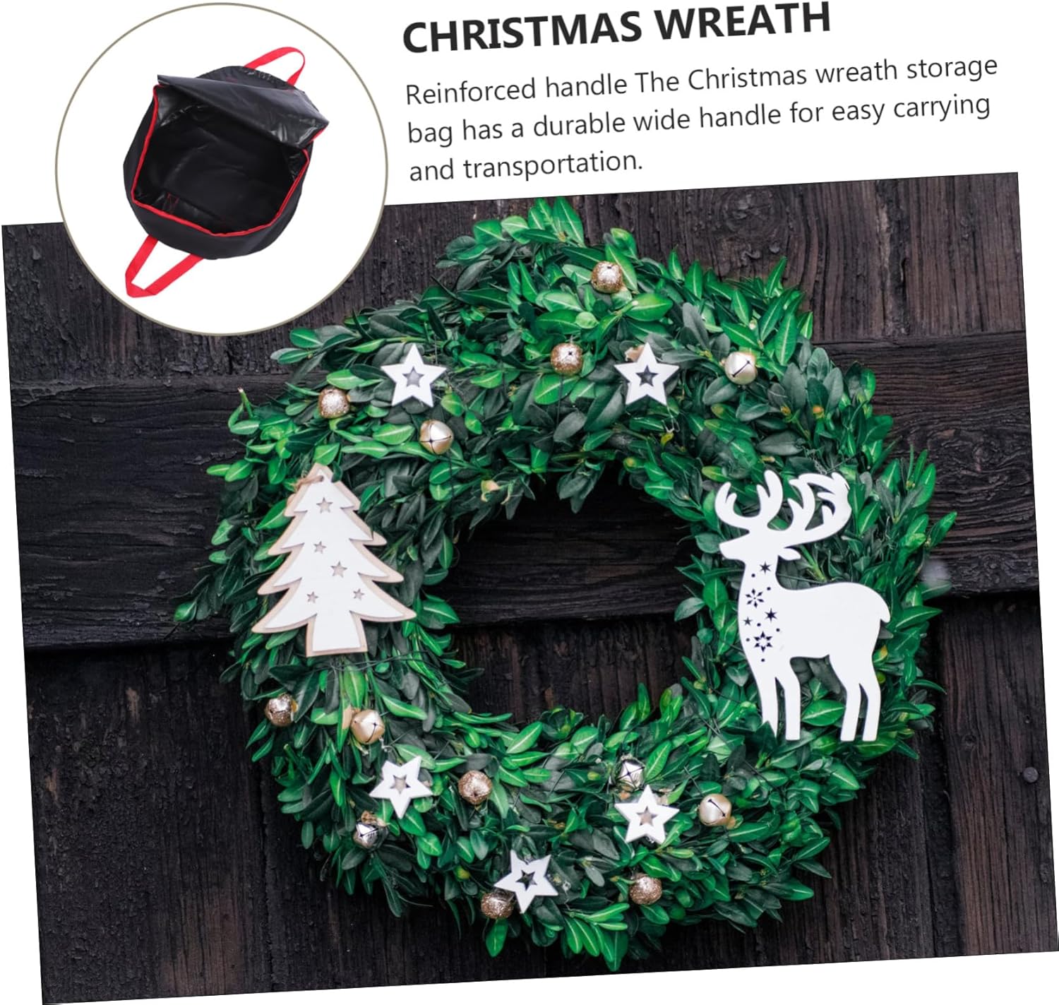 Levemolo 1pc Christmas Wreath Storage Bag Oxford Cloth for Holiday Decorations for Storing Wreaths and Garlands
