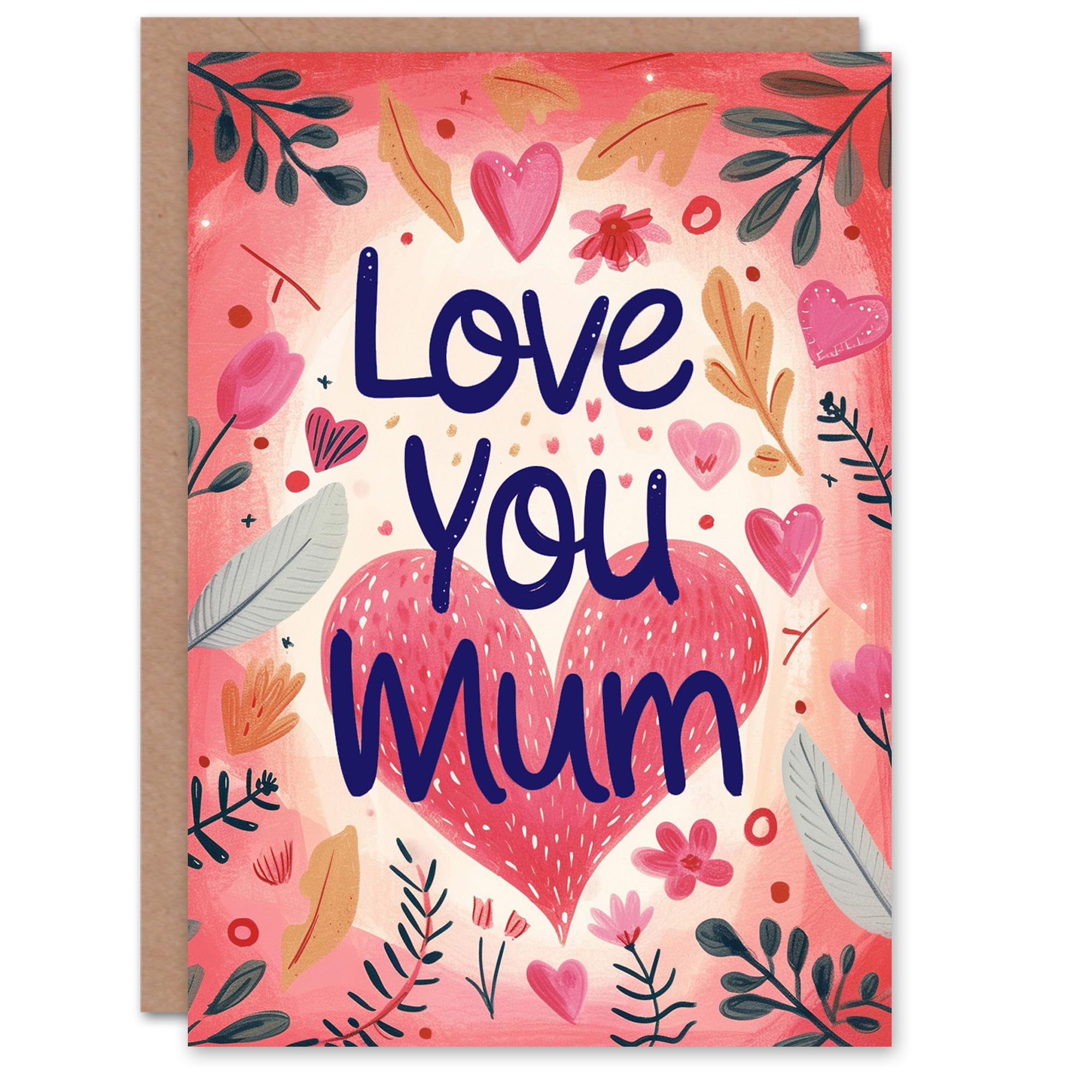 Artery8 Mother's Day Greeting Card Love You Pink Heart Flowers For Mum