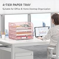 Vista 28 de 5 Tray Paper Organizer Letter Tray with Handle - Mesh Desk File Organizer, Paper Sorter Organizer for Office, Home or School File Folder Holder