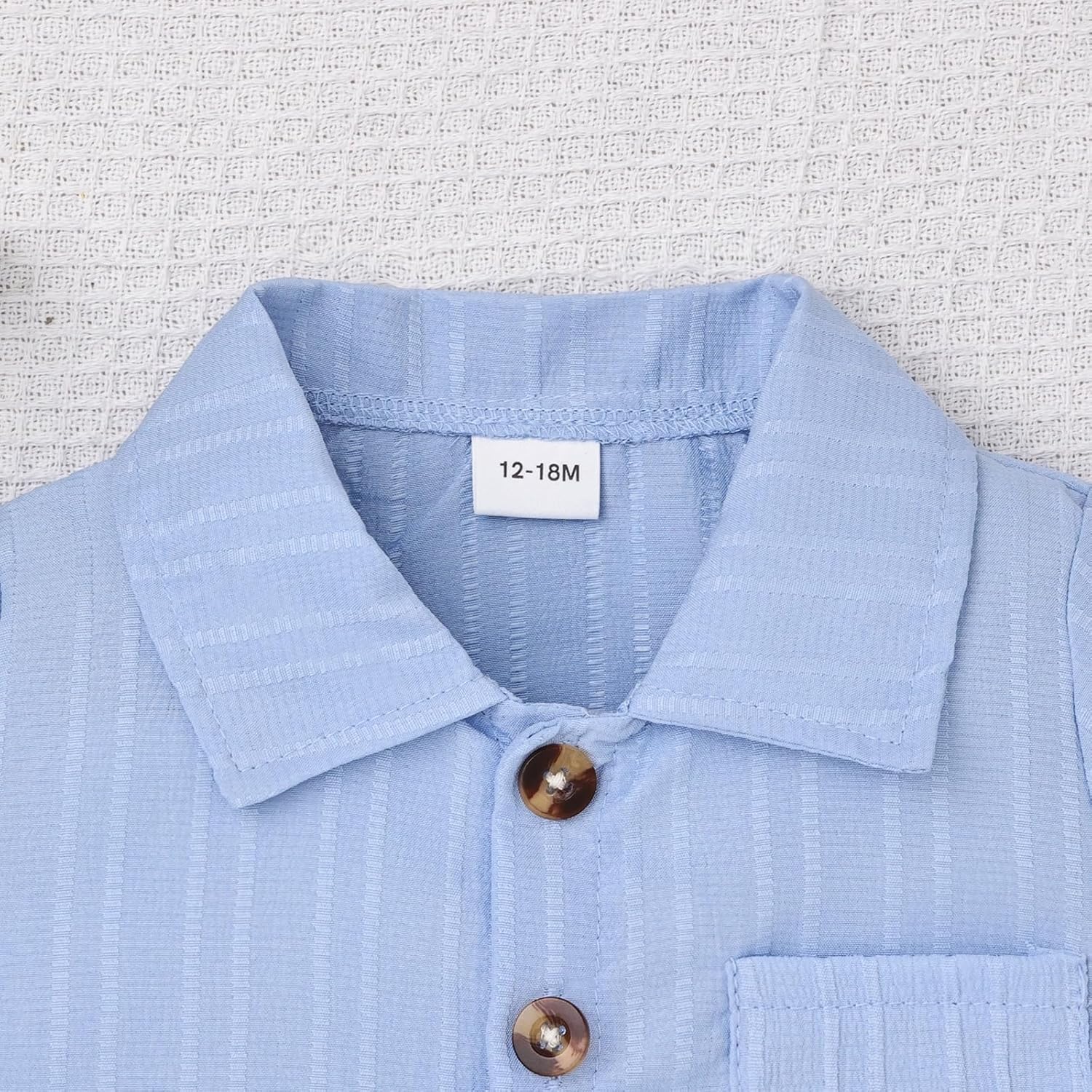 Toddler Baby Boys Clothes Ribbed Button-Down Shirt Tops +Shorts Pocket Outfit 2 PCS set 12 Months-5T Without Tee - Image 5