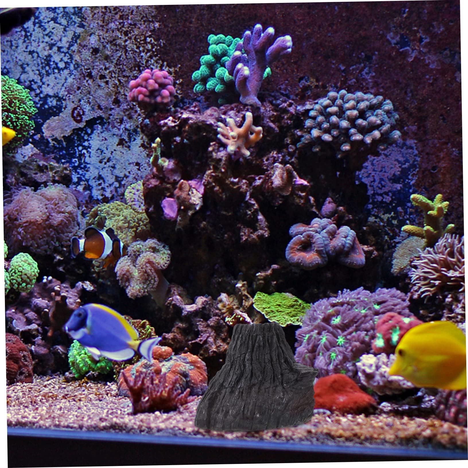 YARNOW 3 Pièces Décoration D'aquarium De Humidificateur Pierre à Air D'aquarium Ornement D'aquarium D'aquarium Volcanique Étang Grotte Black Résine