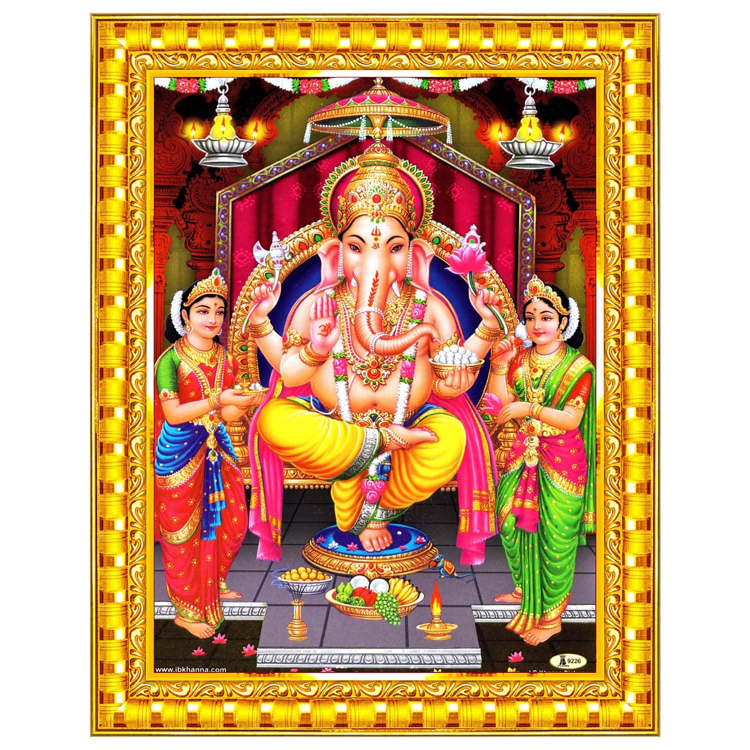 Pavan Photo Laminations Ridhi Sidhi Ganesh Riddhi Siddhi Hanging Wall Painting Framed Home Decor (Wood,Acrylic,Gold,Small Size,6x8 Inch) R1028S-image-45