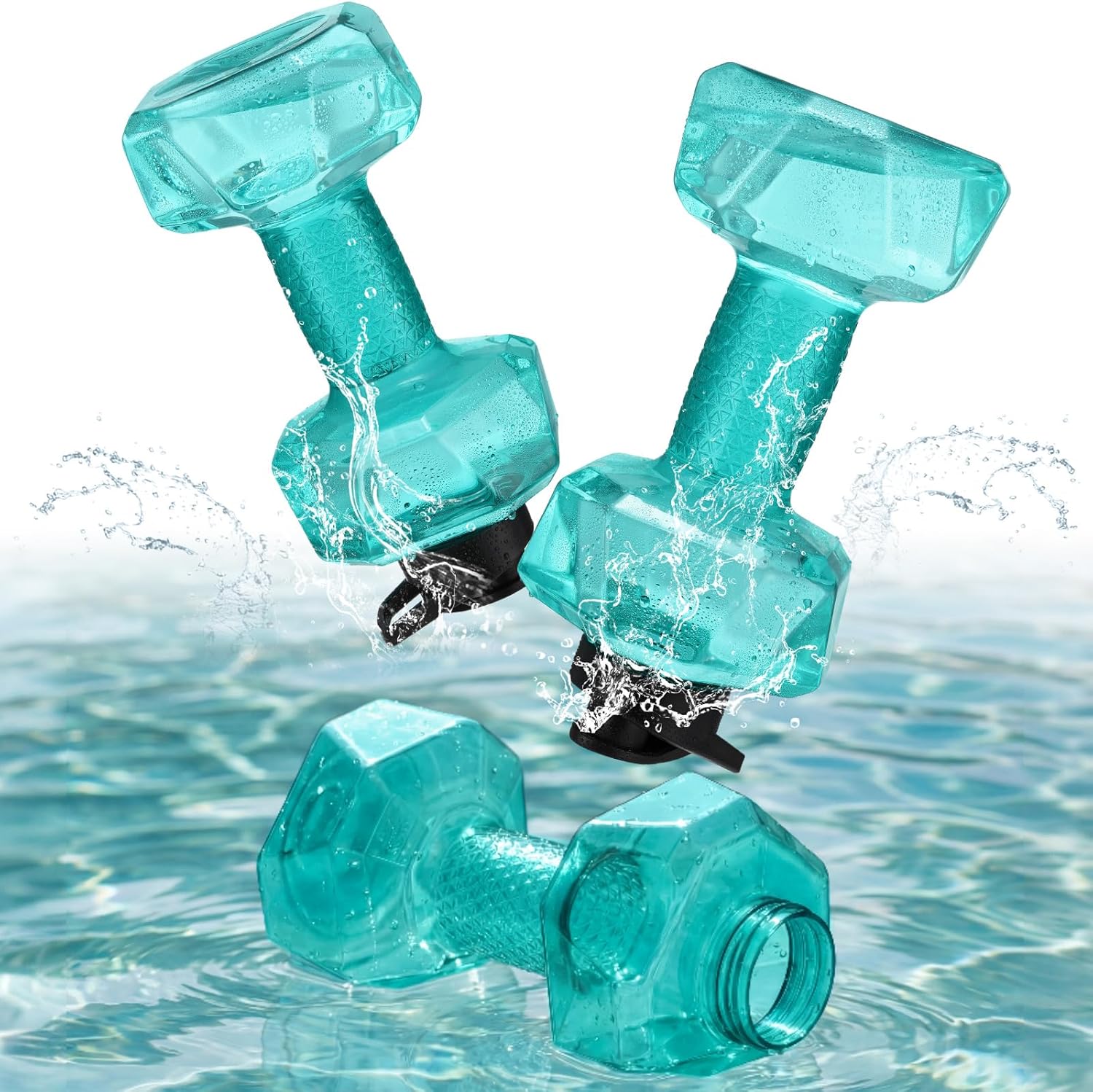 Soulchen 2 Pcs PE Water Filled Weights for Pool Exercise, Aquatic Exercise Dumbbells with Non-Slip Handle, Pool Dumbbell Aerobics for Water Aerobics Weight Loss