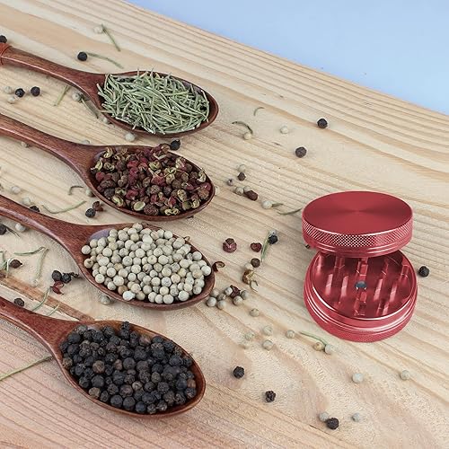 Miniatura 5 de Spice Grinder Crasher - Molinillo de especias de tamaño portátil de 2 pulgadas con tapa magnética, color rojo