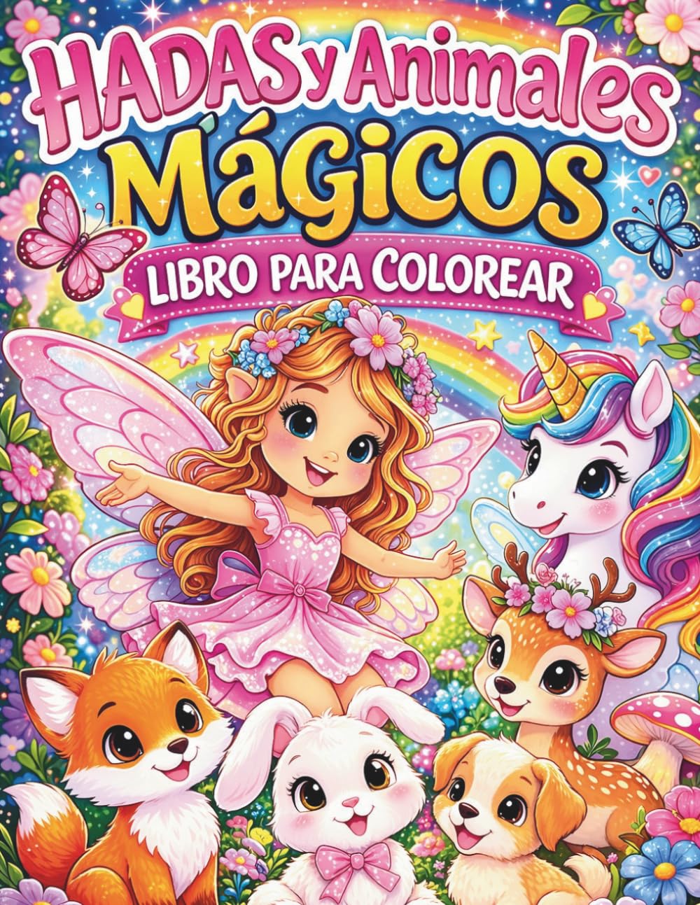 Hadas y animales magicos: Libro para colorear