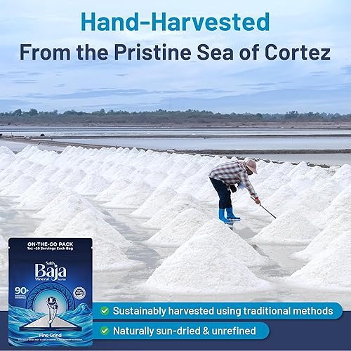 Miniatura 5 de Saltix Baja Mineral Fine Grind - Paquete de sal marina  Bolsa de 8 onzas + 5 paquetes para llevar (1 onza cada uno), bolsa resellable, 100% natural,