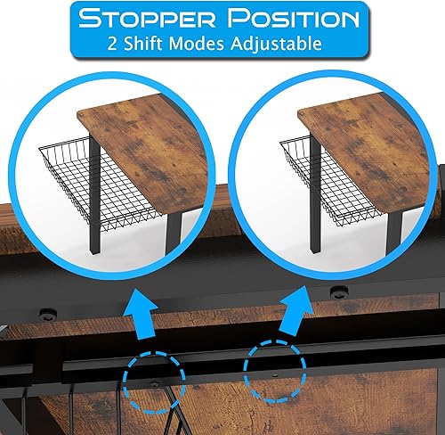 Miniatura 6 de Juego de mesa de comedor para 4-6 personas, mesa de comedor industrial con 2 bancos y 2 sillas, juego de mesa de cocina con estante de