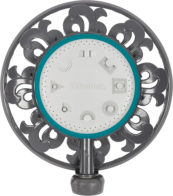 8 Pattern Turret Sprinkler | Stationary Water Sprinkler, Metal Base, 35' Spray Distance