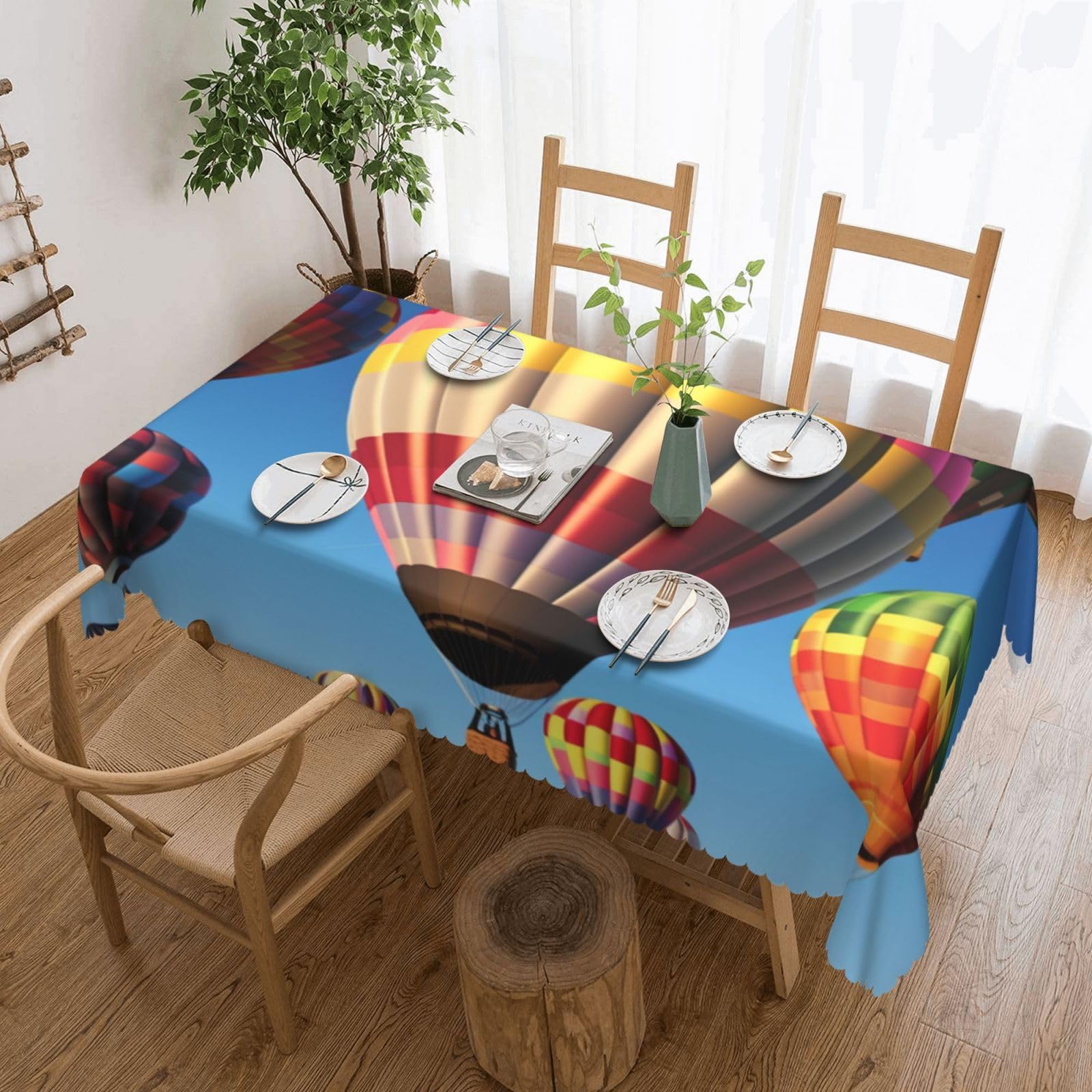 Nappe imperméable anti-déversement rectangulaire 137x183 motif montgolfières intérieur extérieur
