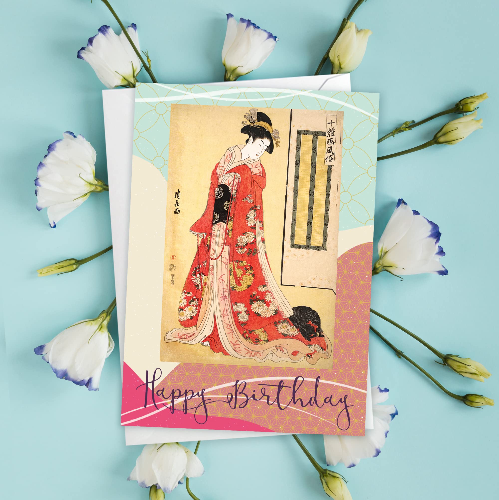 Biglietti D'auguri Di Buon Compleanno - Biglietto D'arte Giapponese Ukiyo-e Woodblock Print Con Busta (Kuniyoshi Senzaki Noriyasu Samurai) - Codice S94