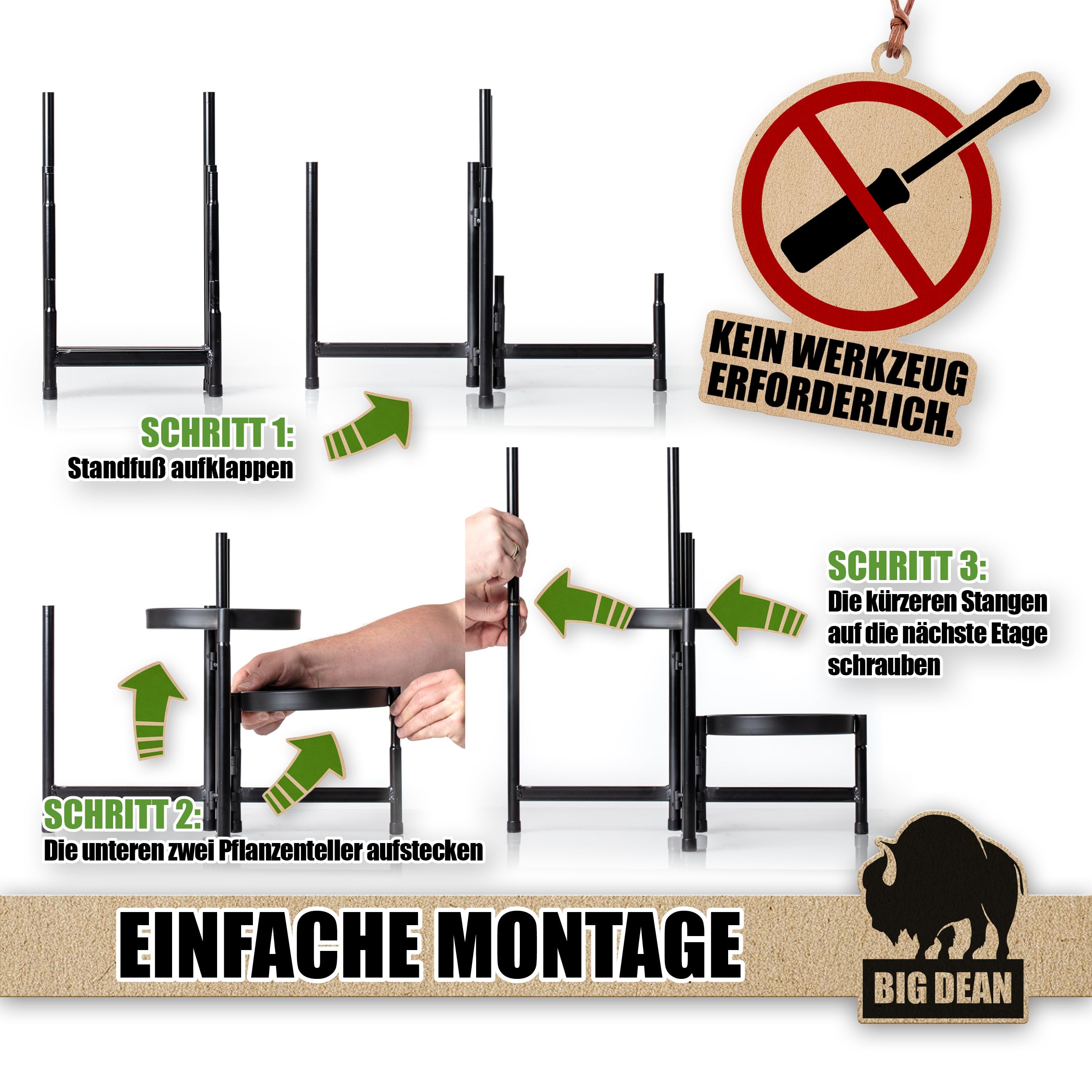 BigDean 5 Etagen Blumentreppe Blumenständer klappbarer Pflanzenständer Pflanzenregal Blumenregal Pflanzentreppe robuster Blumenständer Metall