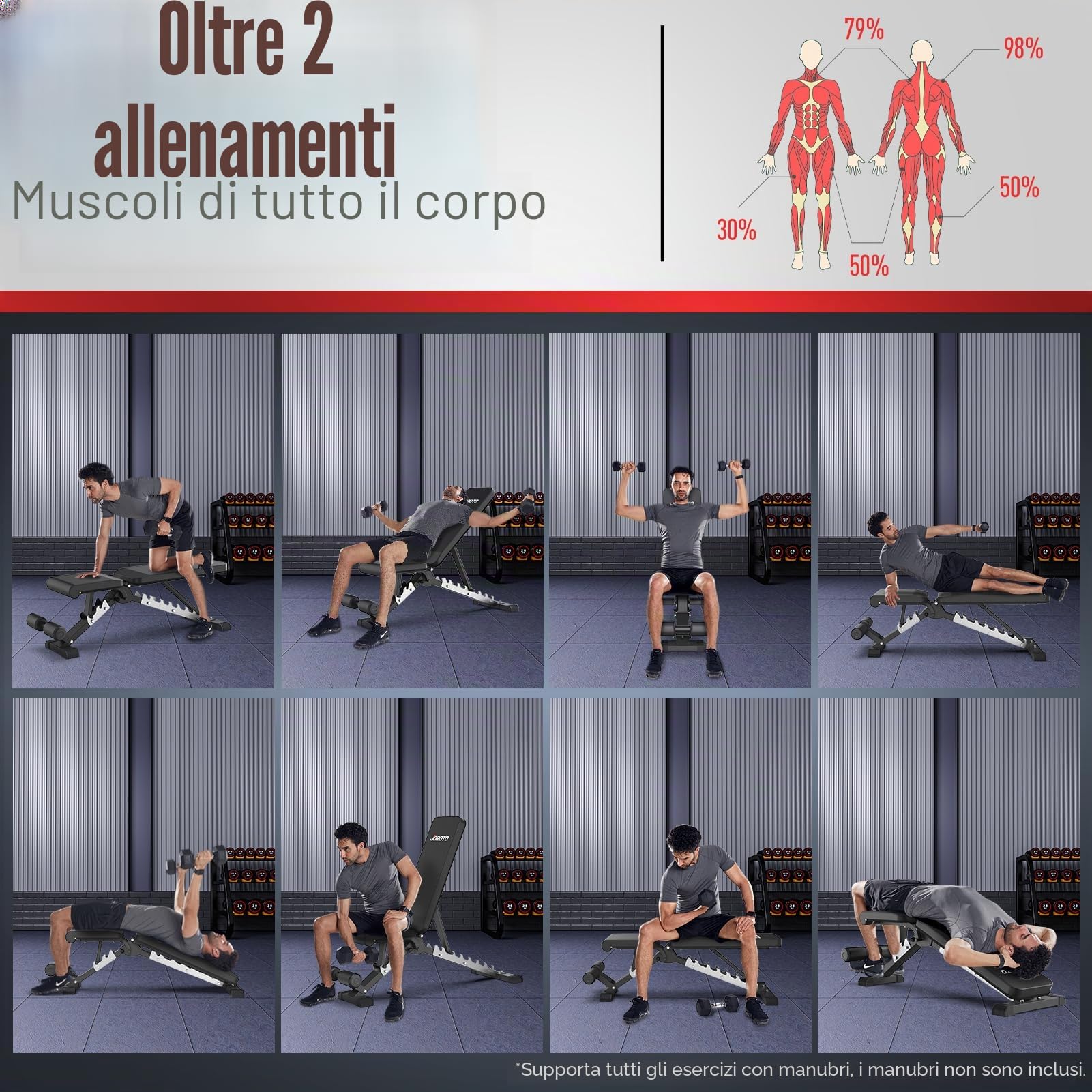 JOROTO Panca regolabile per pesi – panca pieghevole per allenamento di forza di tutto il corpo