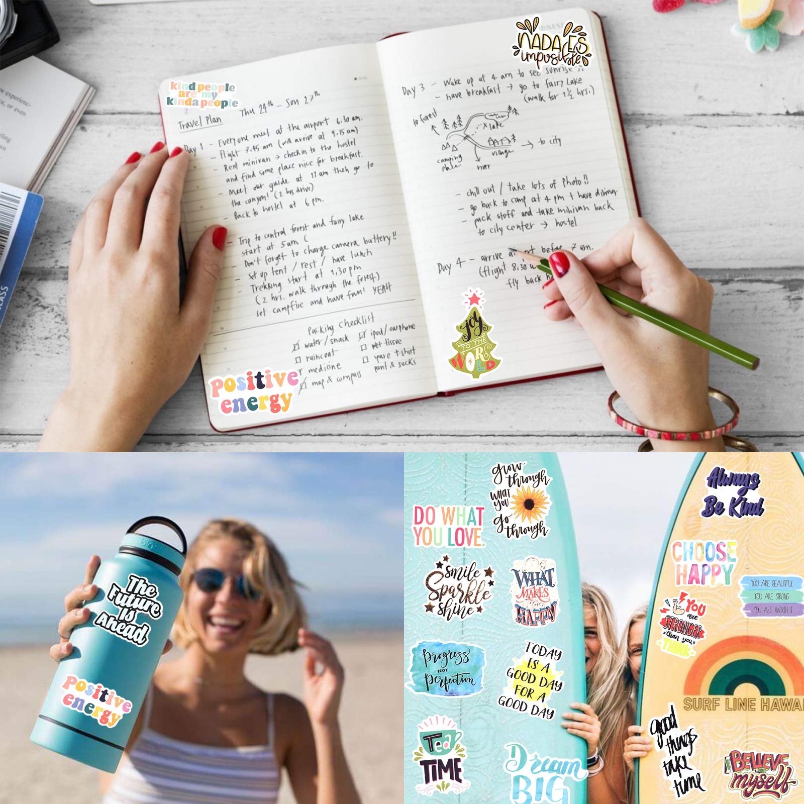 50pcs Inspirational Stickers for Laptop, Motivational Quotes Decals for