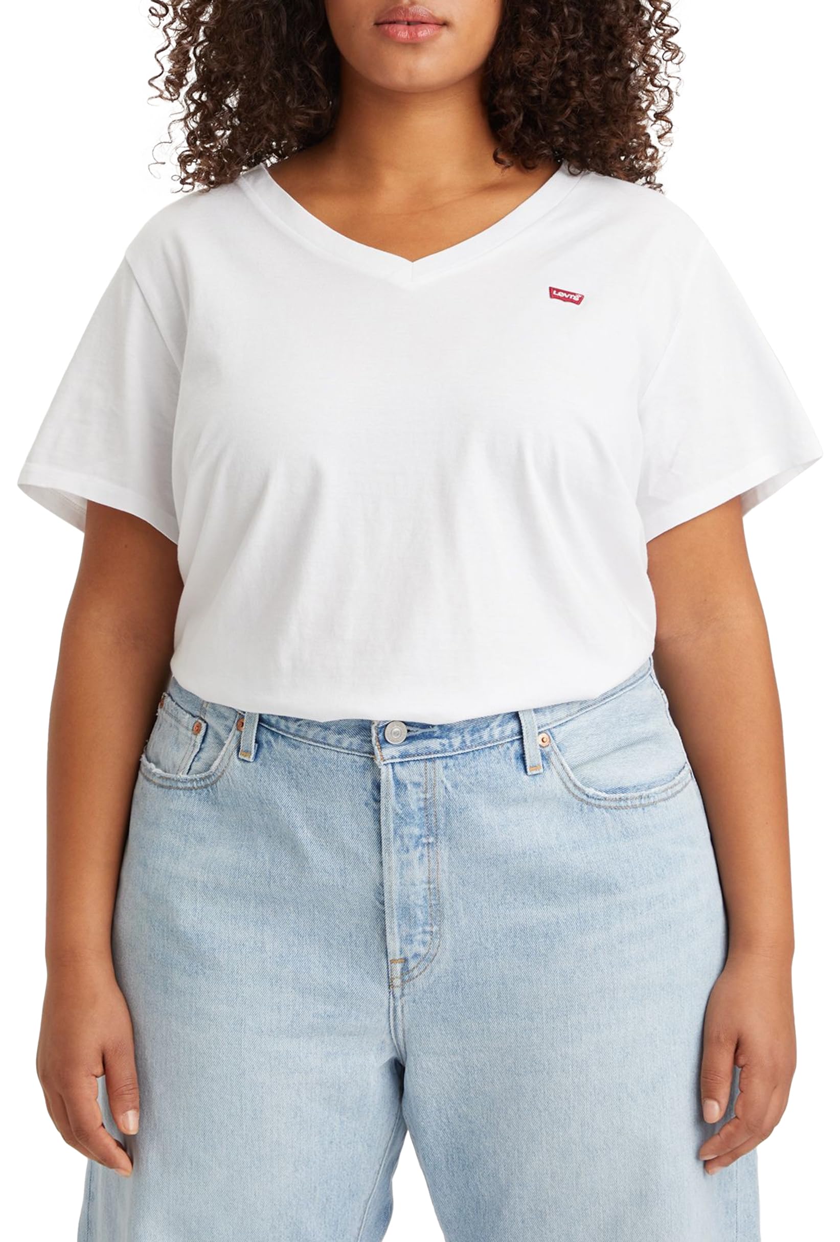 Levi's Women's Plus Size V-Neck Tee T-Shirt, Bright White, 4XL