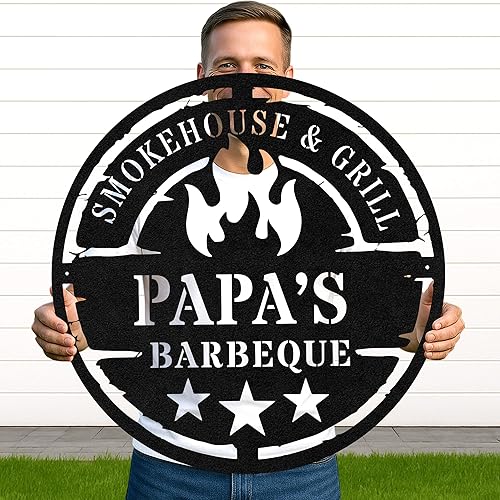 Miniatura 43 de Letrero de metal personalizado para barbacoa, letrero con nombre de bar personalizado para patio trasero, decoración de parrilla al aire libre,