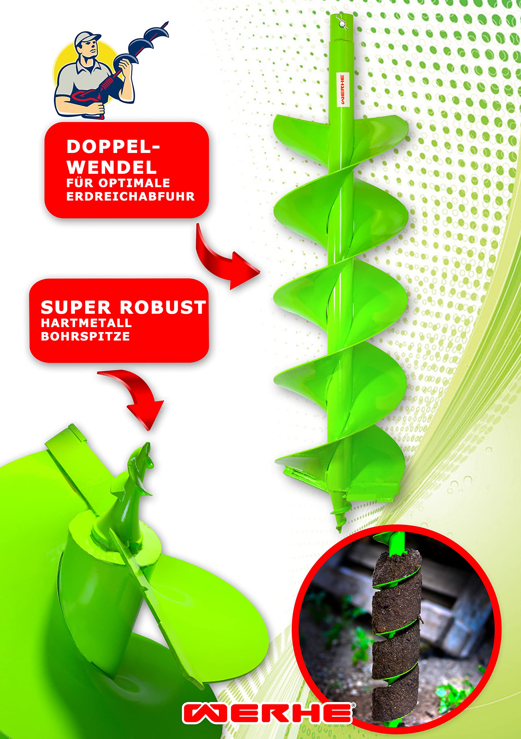 Trapano Da Terra WERHE Con Attacco SDS Max 180mm Punta Robusta - Foto 3