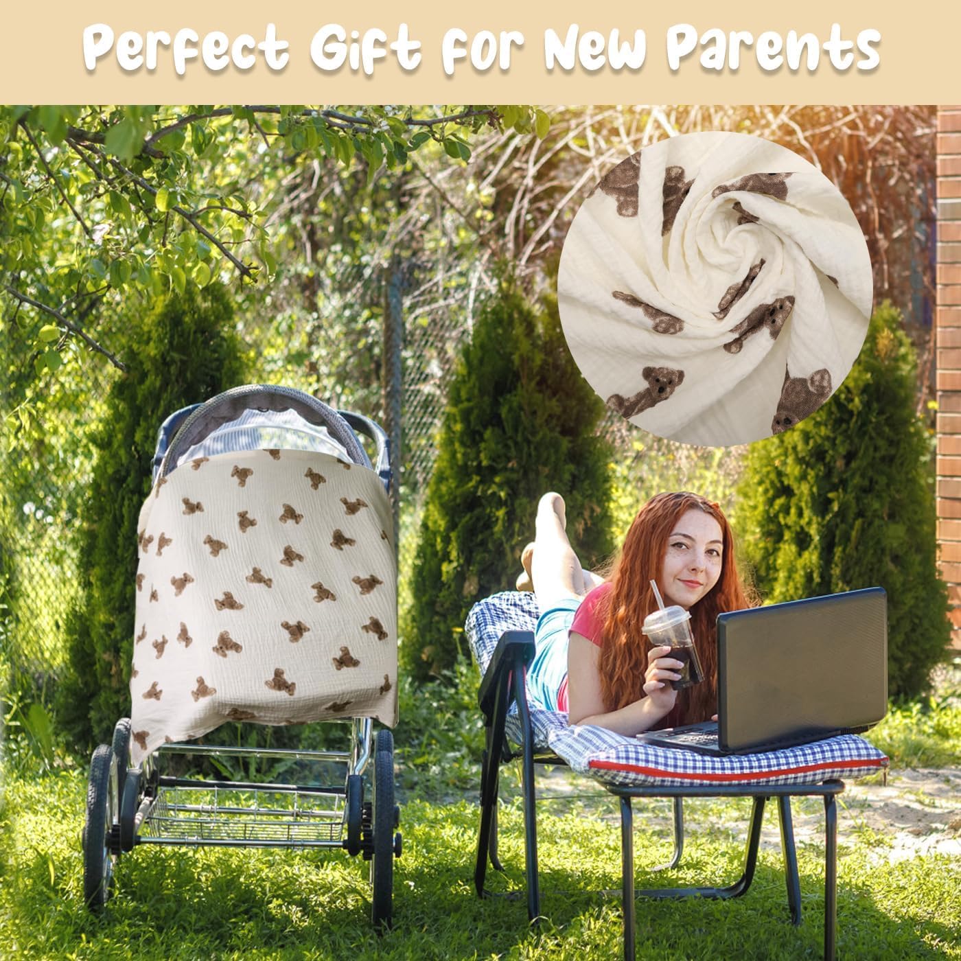 Nursing Cover for Breastfeeding, Feeding Covers for Nursing Mom, Adorable Bear Design Feeding Apron for Mom Breastfeeding Essential Items for New Mothers in Various Scenarios Suitable - Image 3 thumbnail