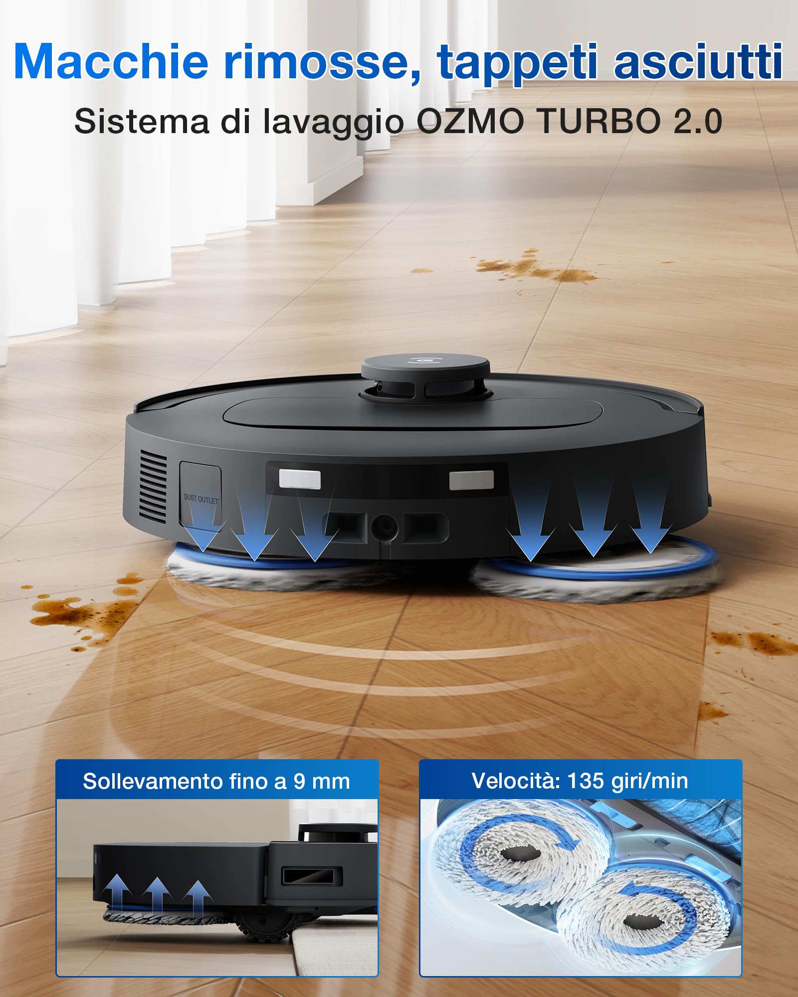 ECOVACS DEEBOT T30C OMNI Robot Aspirapolvere Lavapavimenti, 20000 Pa, ZeroTangle 3.0, Tecnologia TruEdge 2.0, Sistema di Lavaggio OZMO TURBO 2.0, Stazione All-in-one Migliorata, Nero