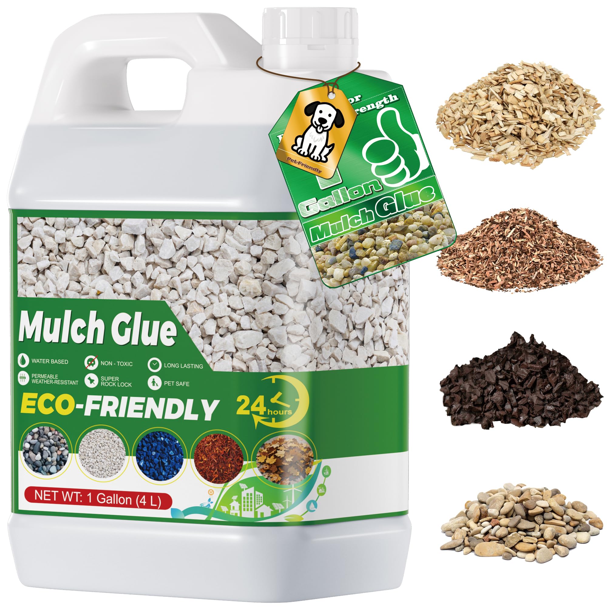 Gravel Glue for Garden Stones - 4.1L Stone Glue with Grip Max for Strong Adhesion of Rocks, Gravel&Mulch, Long-Lasting Non-Toxic, Fast-Drying, and Weather-Resistant for Pebble, Pine Straw
