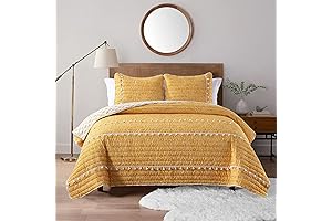 HORIMOTE HOME Boho Style Yellow King Quilt Set with Tassle | Soft...
