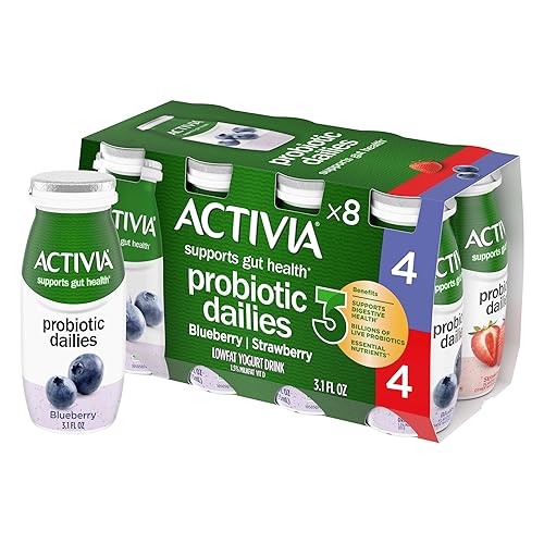 Activia Probiotic Dailies - Bebidas de yogur bajas en grasa de fresa y arándanos, deliciosas bebidas diarias de yogur probiótico para ayudar a