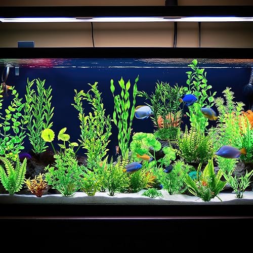 Miniatura 6 de XunYee 100 plantas de acuario artificiales para peceras de 1.57 a 11.81 pulgadas, plantas de plástico para pecera, tortuga, Betta, accesorios para