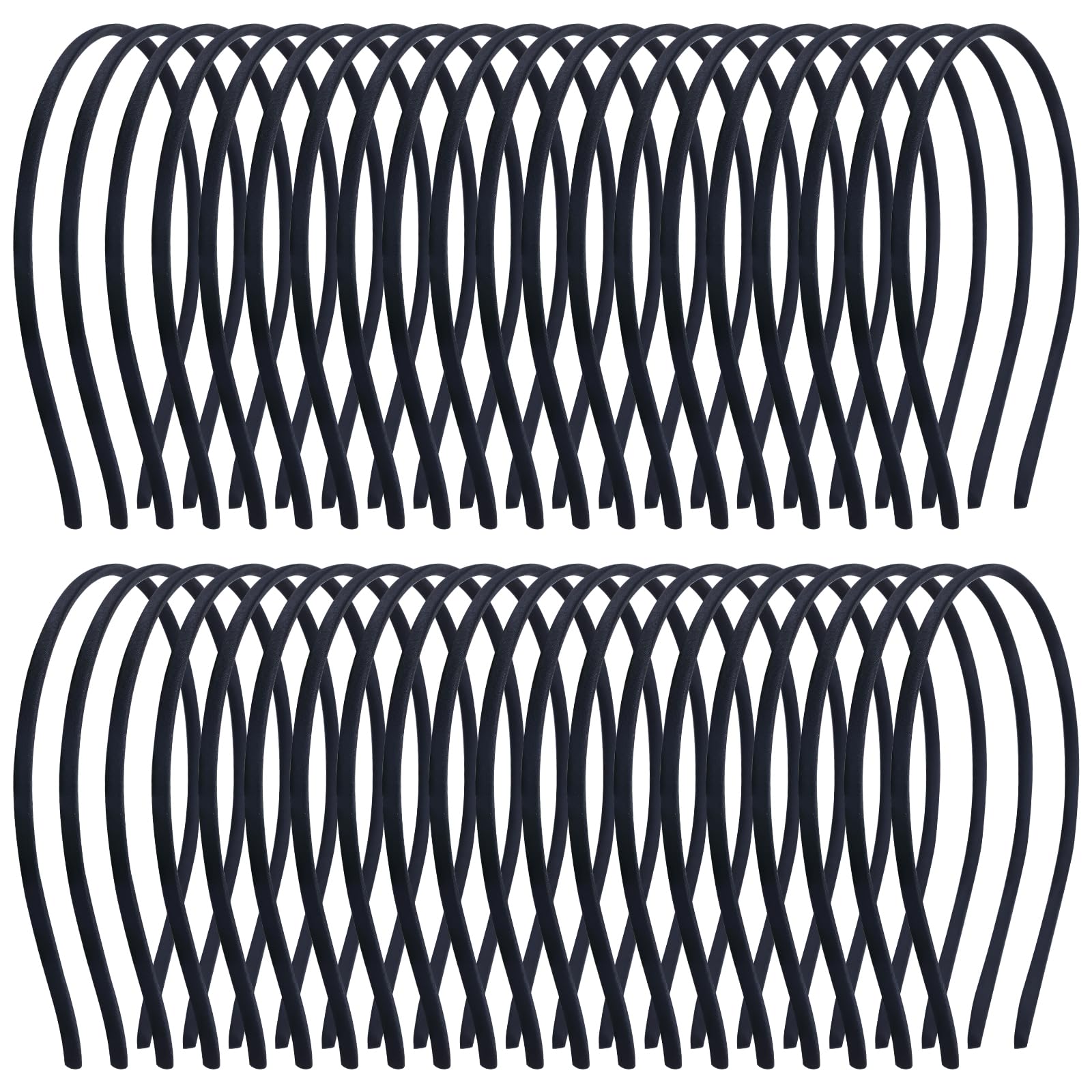Cinaci 40 Pieces 6mm Thin Skinny Black Stain Covered Metal Headbands Simple Plain DIY Craft Hair Bands Accessories for Women Girls Teens Kids Toddlers