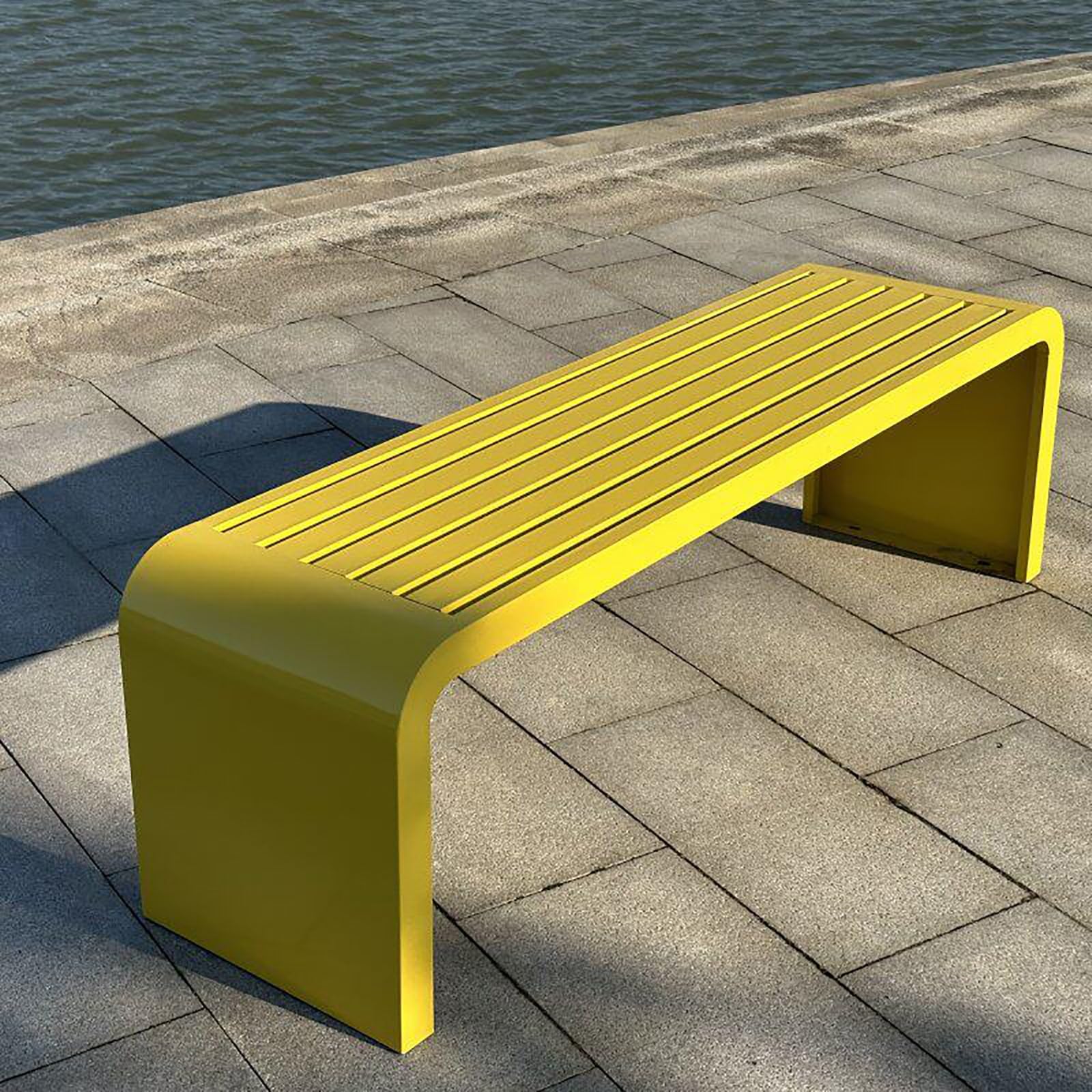 Genérico Banco de Parque Exterior de Acero Inoxidable Resistente a la Intemperie y de Alta Resistencia - Asiento Duradero para jardín, Patio, Porche y Piscina, 100 cm (39,3 Pulgadas), Color Amarillo