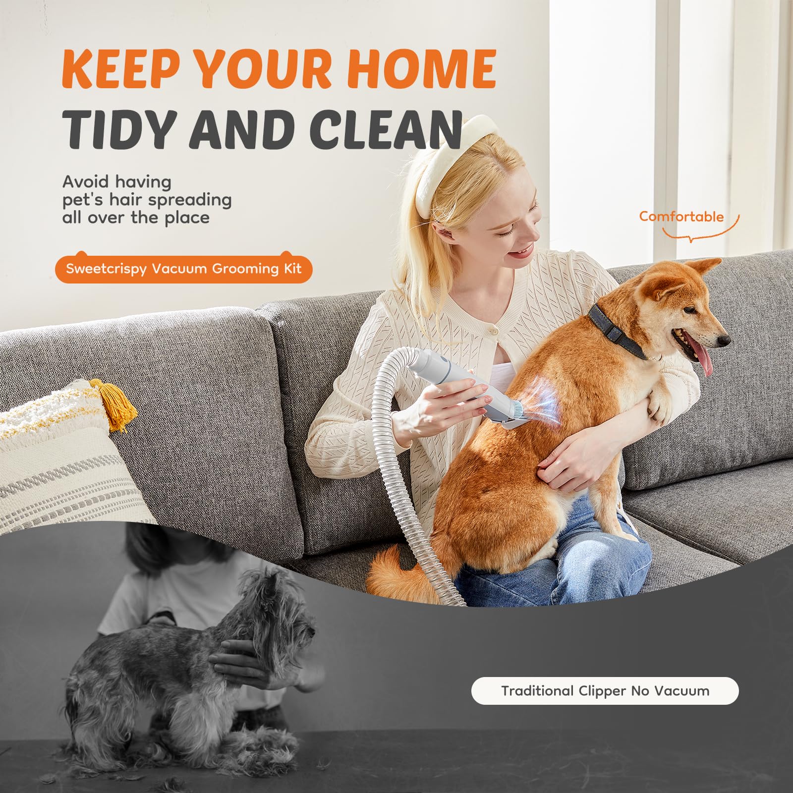 NEWBULIG Pet Grooming Vacuum Kit for Cats and Dogs, 3 Suction Modes view 6