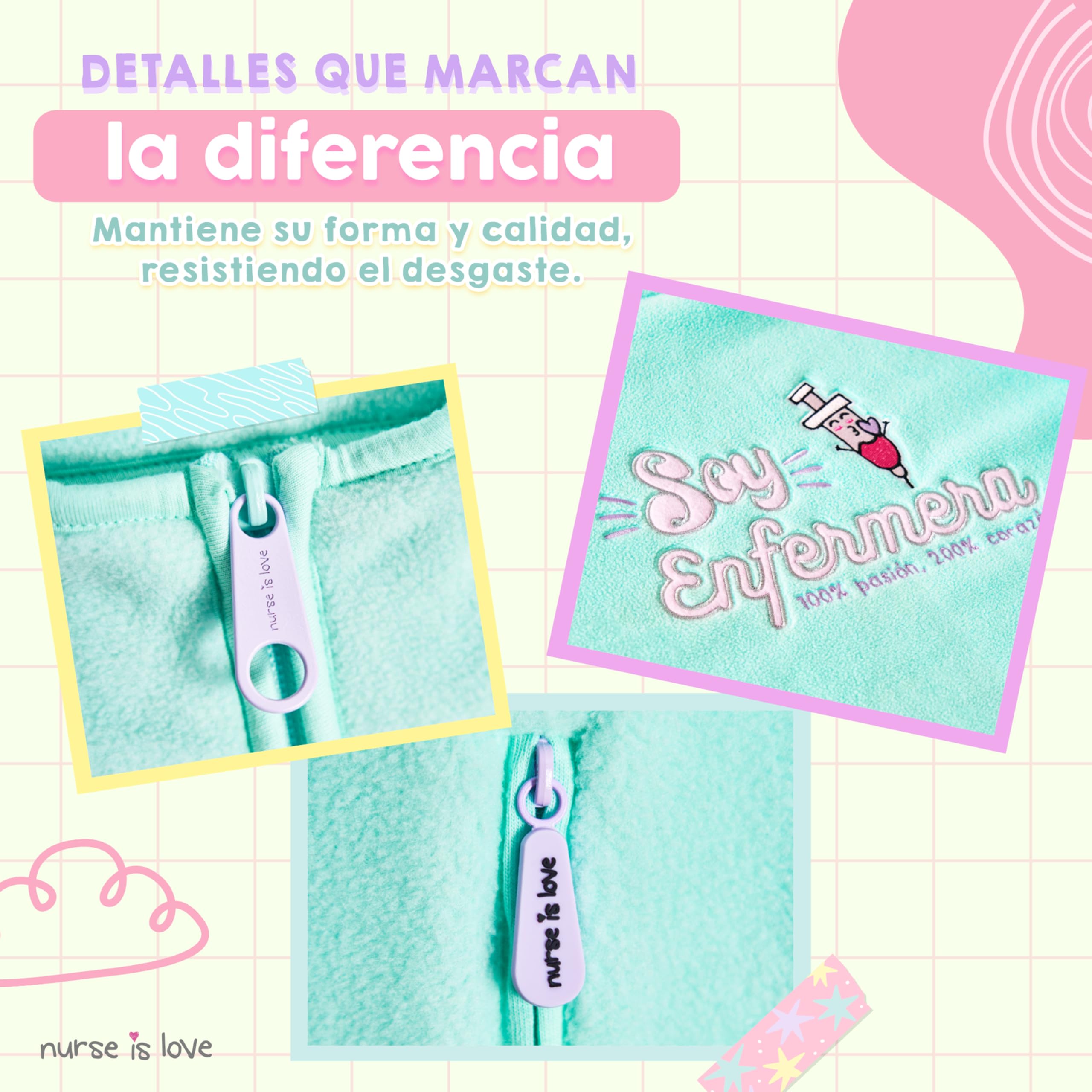 Nurse is Love Chaqueta Polar Mujer para Enfermera - Sudaderas Mujer sin Capucha, Forro Polar de Invierno Doble Bolsillo y Cremallera Facil de Lavar Enfermera Original