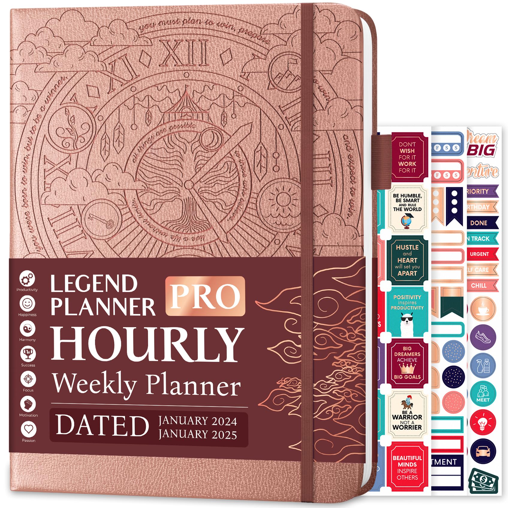 Legend PlannerWeekly PRO Schedule Dated (2024-2025) (A4 (8.5in x 11in), Rose Gold Debossed)