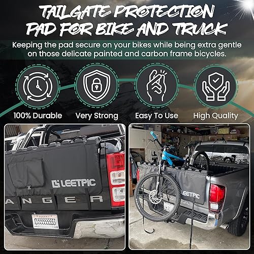 Miniatura 6 de Almohadillas para cargar bicicletas en la puerta trasera de camioneta, con correas para asegurar el marco de bicicleta, para transportar hasta cinco