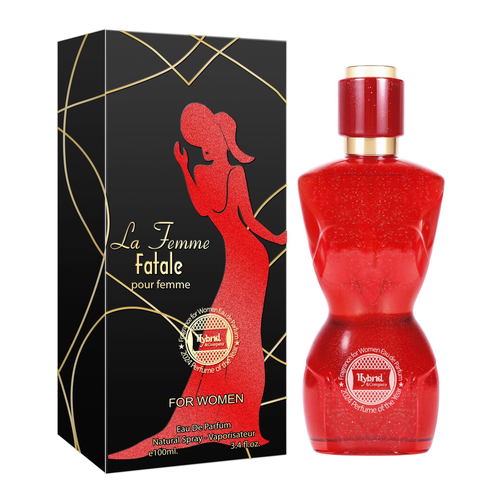 Hybrid & Company Women La Femme Fatale Pour Femme Eau De Parfum Natural Spray Vaporisateur 3.4 Fl Oz
