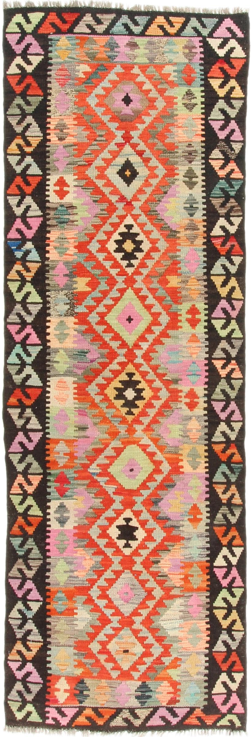 Tapis de course Kilim Afghan en pure laine pour réchauffer un long couloir