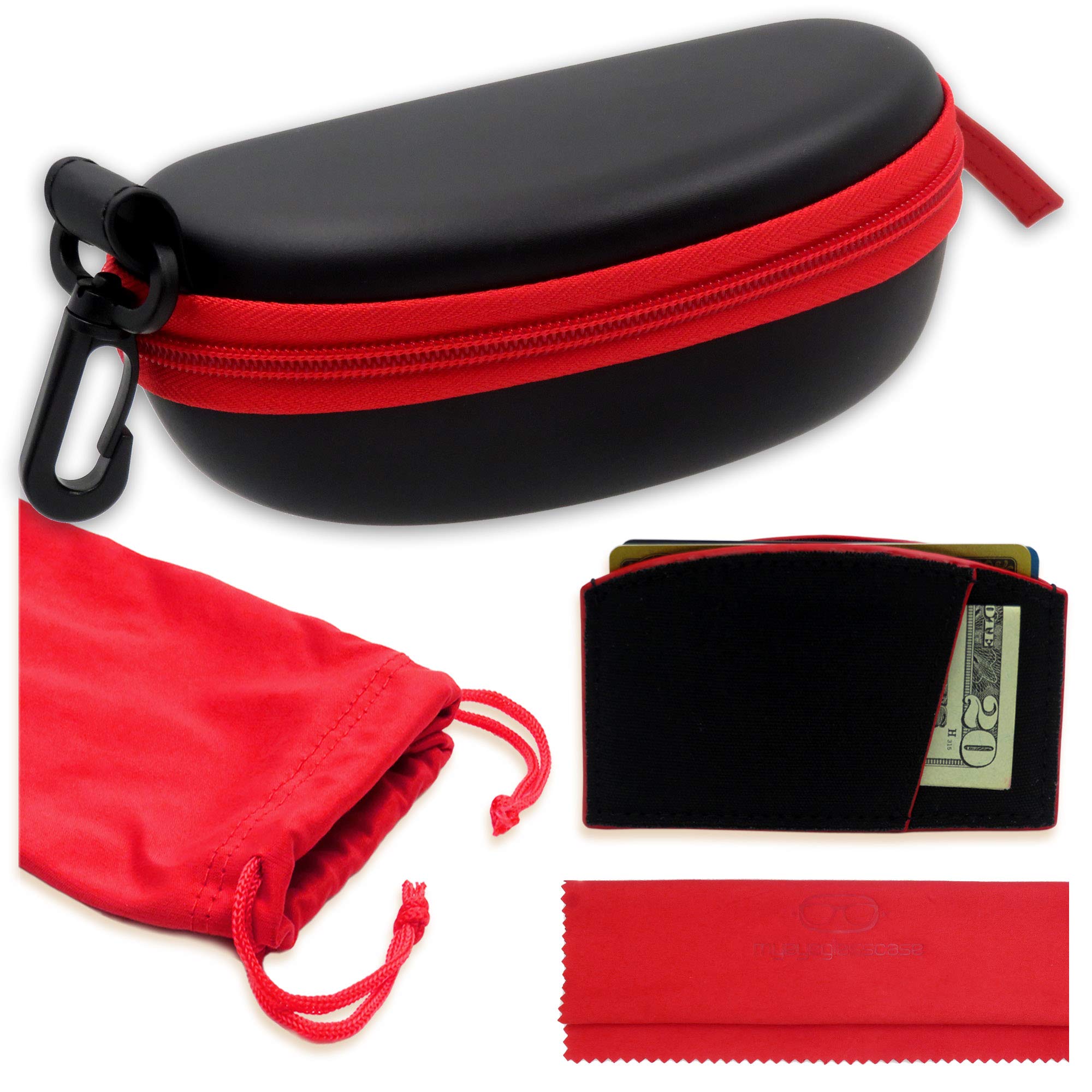 Buy MyEyeglassCase Sports Sunglasses Case and Slim wallet Semi hard large glasses case w/ belt