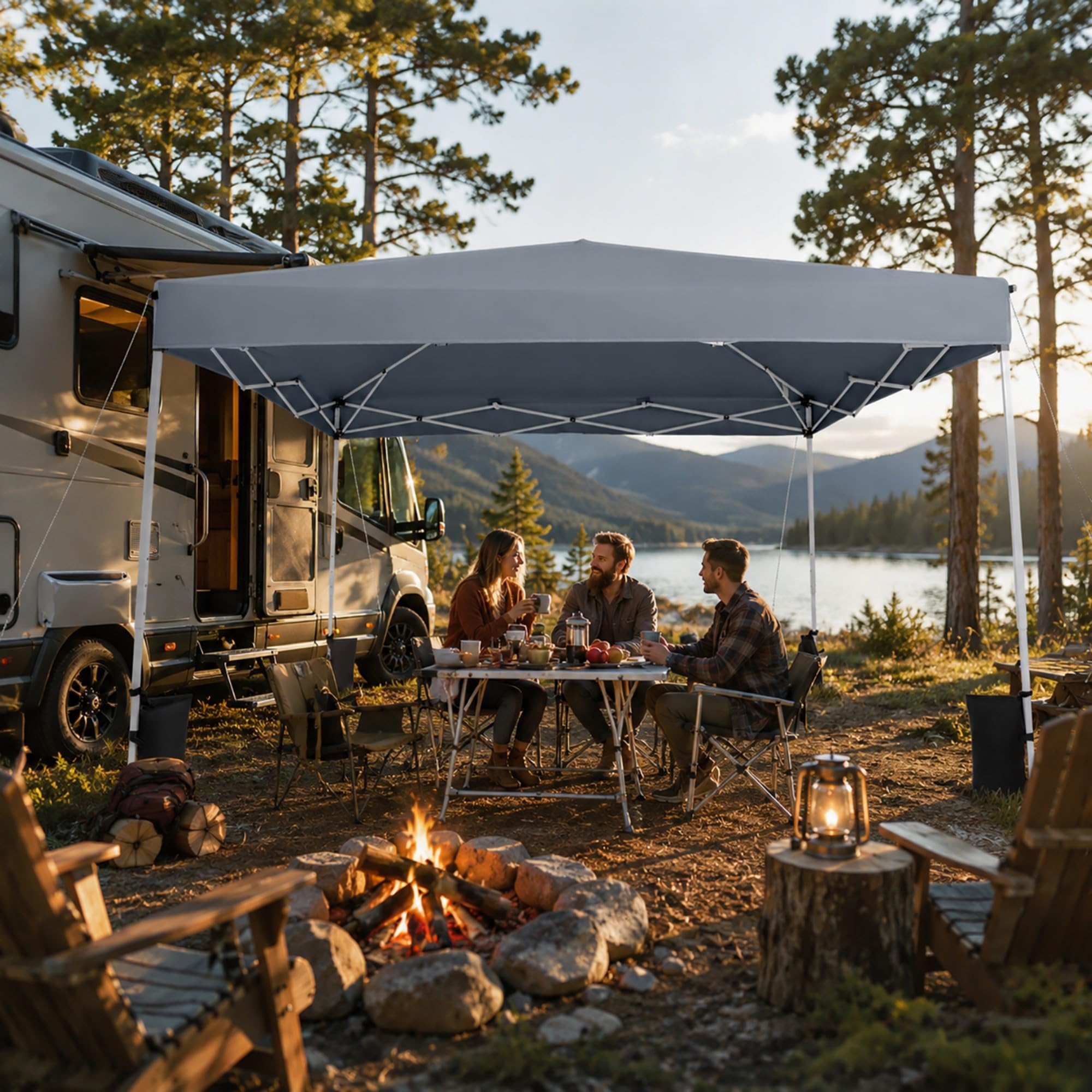 RELAX4LIFE Tonnelle Pliante 3x3 Imperméable, Barnum Pliant Facile à Monter, Protection Solaire UPF50+, Tissu Oxford Argenté, Cadre Métallque, Sac Inclus, Gazebo 3x3 pour Terrasse Marché Camping (Gris)