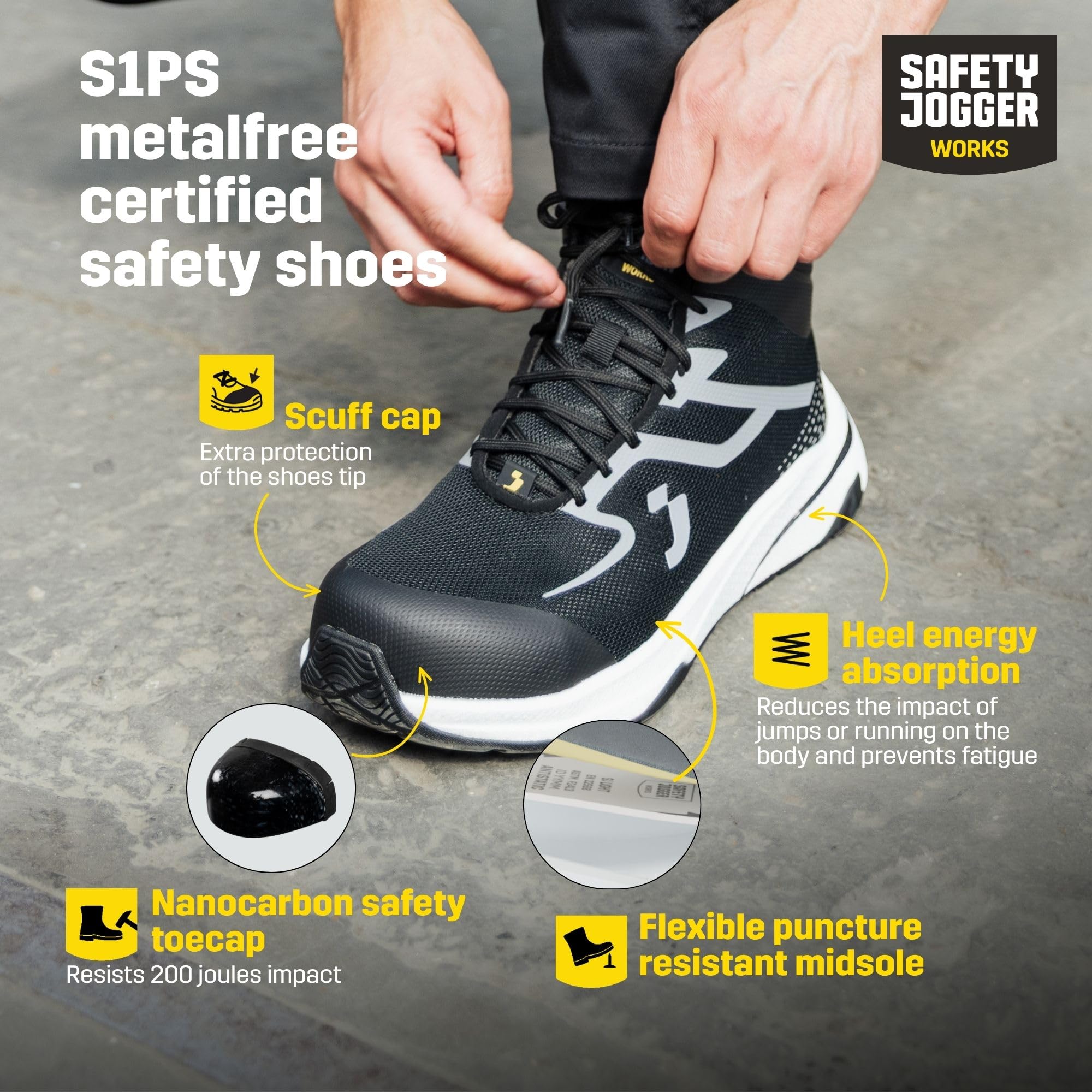 SAFETY JOGGER Freedom S1PS Low - Zapatillas de seguridad unisex sin metal ESD S1 PS