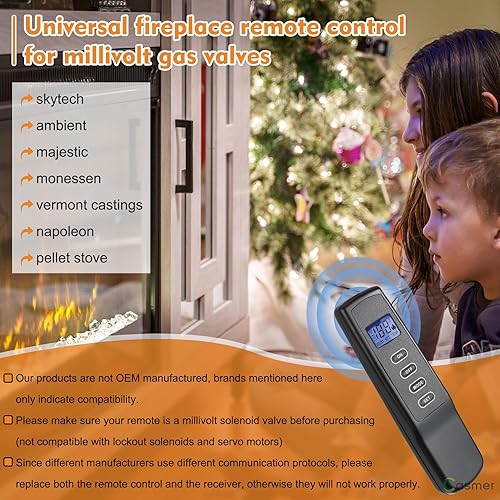 Miniatura 4 de CASMER Upgrad - Kit de sistema de control remoto de chimenea de gas para válvula milivoltio de gas. Apto para skytech Ambient Majestic Napoleon,