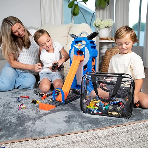 Miniatura 8 de Paquete de 4 bolsas transparentes de almacenamiento de juguetes extra grandes con cremallera de 12 x 10 x 7 pulgadas con asa, organizador de